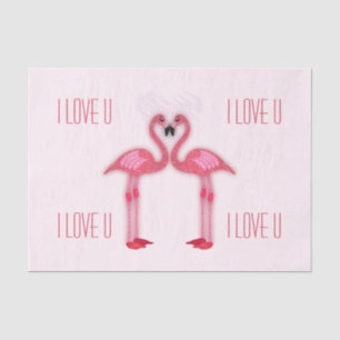 pink flamingos - tissue paper - I love u