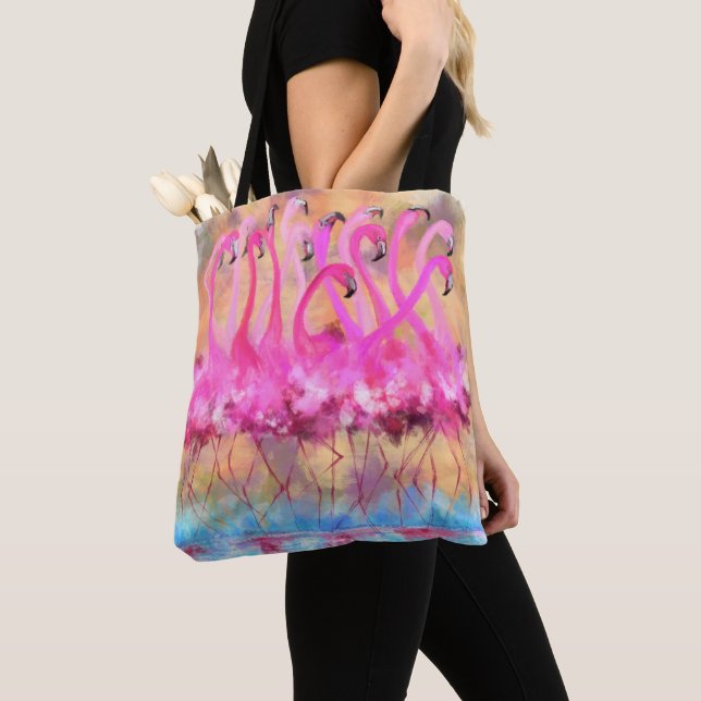 Pink Flamingos Tote Bag (Close Up)