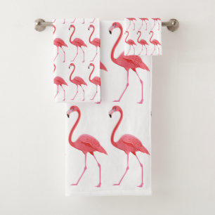 Pink flamingos towel set