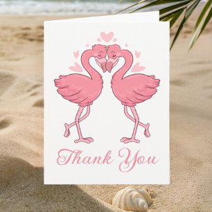Pink Flamingos Tropical Beach Wedding Thank You Card