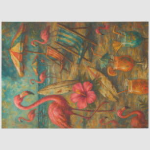 Pink Flamingos – Tropical Coastal Decoupage Tissue Paper