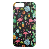 Pink Flamingos & Tropical Flowers & Succulents GR2