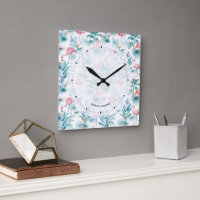 Pink flamingos tropical leaves pattern