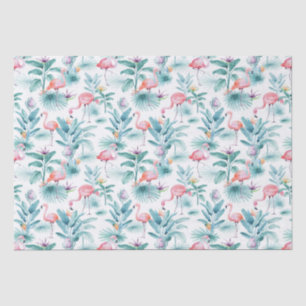 Pink flamingos tropical leaves pattern tissue paper