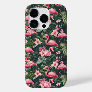 Pink Flamingos Tropical Pattern Case-Mate iPhone 14 Pro Case