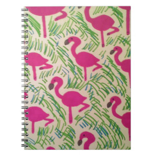 Pink Flamingos Tropical Pattern Notebook