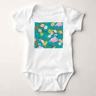 Pink Flamingos: Tropical Seamless Pattern Baby Bodysuit