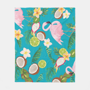 Pink Flamingos: Tropical Seamless Pattern Fleece Blanket