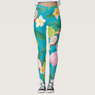 Pink Flamingos: Tropical Seamless Pattern Leggings