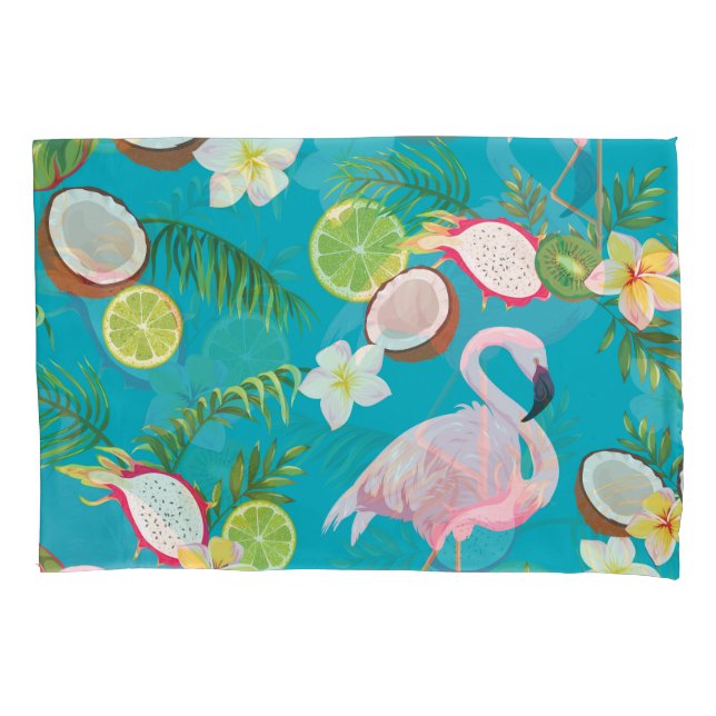 Pink Flamingos: Tropical Seamless Pattern Pillowcase (Front)
