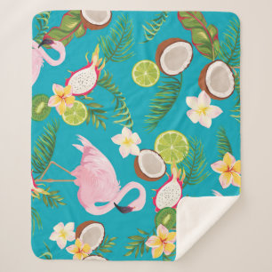 Pink Flamingos: Tropical Seamless Pattern Sherpa Blanket