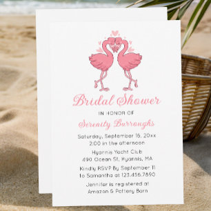 Pink Flamingos Tropical Summer Beach Bridal Shower Invitation