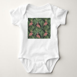 Pink flamingos, tropical vintage pattern. baby bodysuit