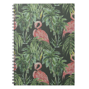 Pink flamingos, tropical vintage pattern. notebook