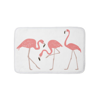 Pink Flamingos Tropical Whimsy Bath Mat