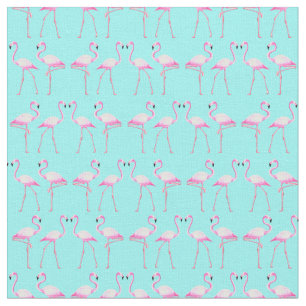 Pink Flamingos Turqouise Beach Summer Fabric