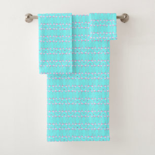 Pink Flamingos Turqouise Summer Beach Bath Towel Set