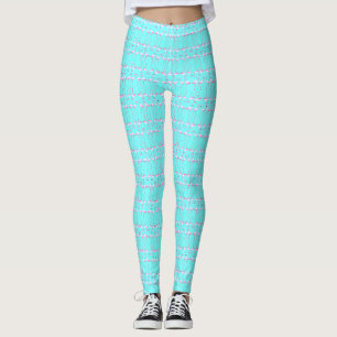 Pink Flamingos Turqouise Summer Beach Leggings