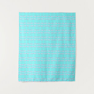 Pink Flamingos Turqouise Summer Beach Tapestry