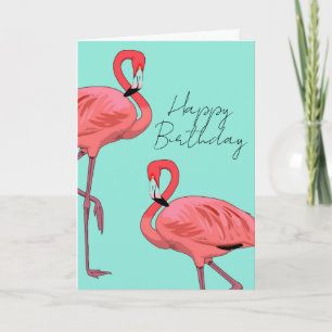 Pink Flamingos Warm Birthday Wishes Holiday Card