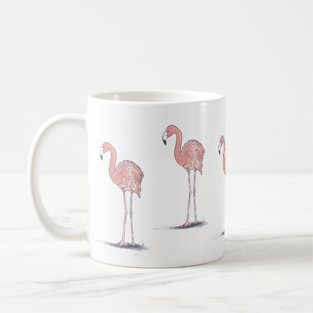 Pink Flamingos watercolor drawing Coffee Mug (Left)