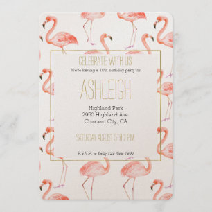 Pink Flamingos Watercolor Invitation
