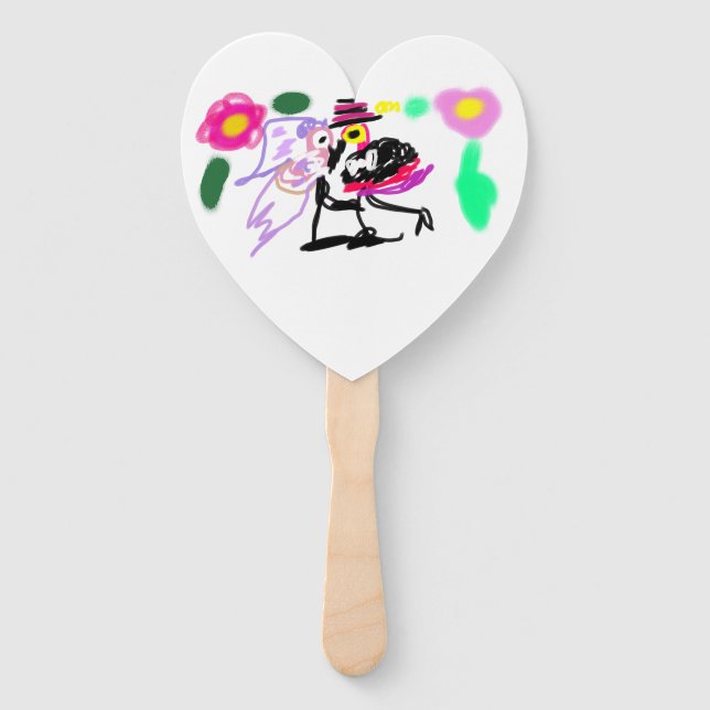 Pink flamingos wedding  hand fan (Front)
