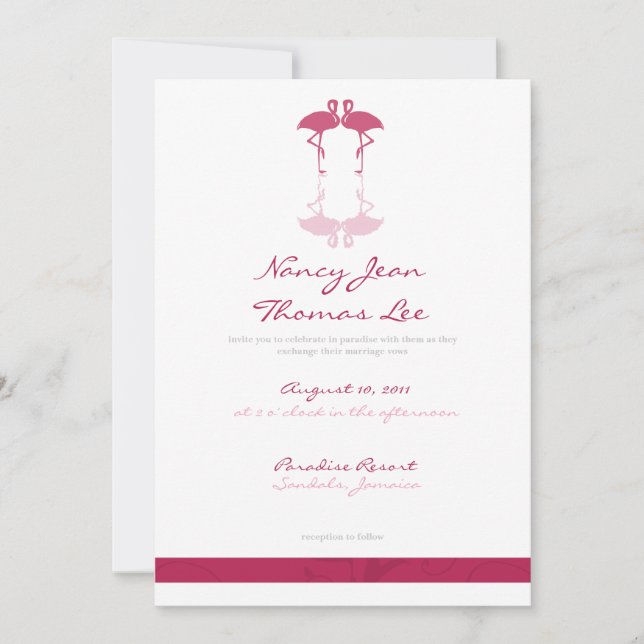 Pink Flamingos Wedding Invitation (Front)