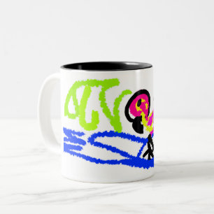 Pink flamingos wedding summer fun Two-Tone coffee mug