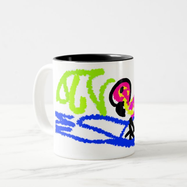 Pink flamingos wedding summer fun Two-Tone coffee mug (Front Left)