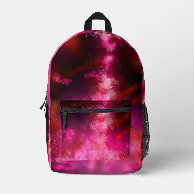 Pink Flare Night Sky  Printed Backpack (Front)