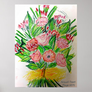 Pink Flat Bouquet Poster