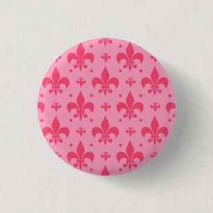 Pink Fleur-de-lis Pattern Design 3 Cm Round Badge