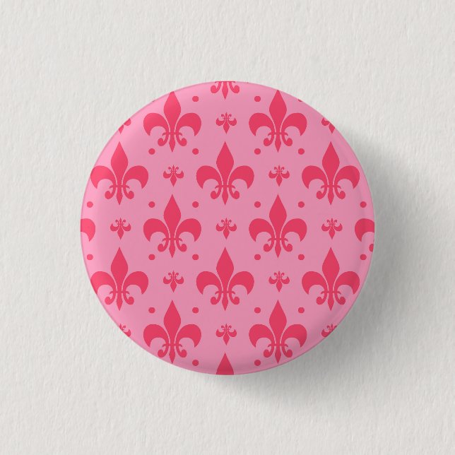 Pink Fleur-de-lis Pattern Design  3 Cm Round Badge (Front)