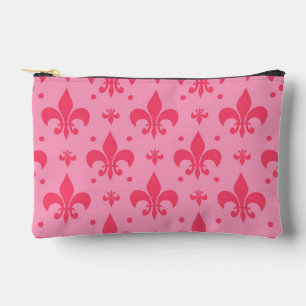 Pink Fleur-de-lis Pattern Design Accessory Pouch