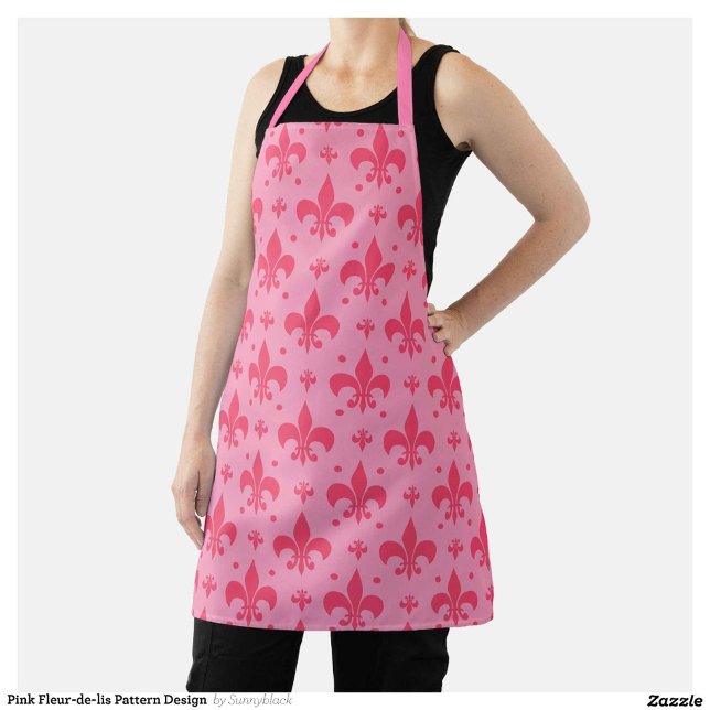 Pink Fleur-de-lis Pattern Design  Apron (Creator Uploaded)