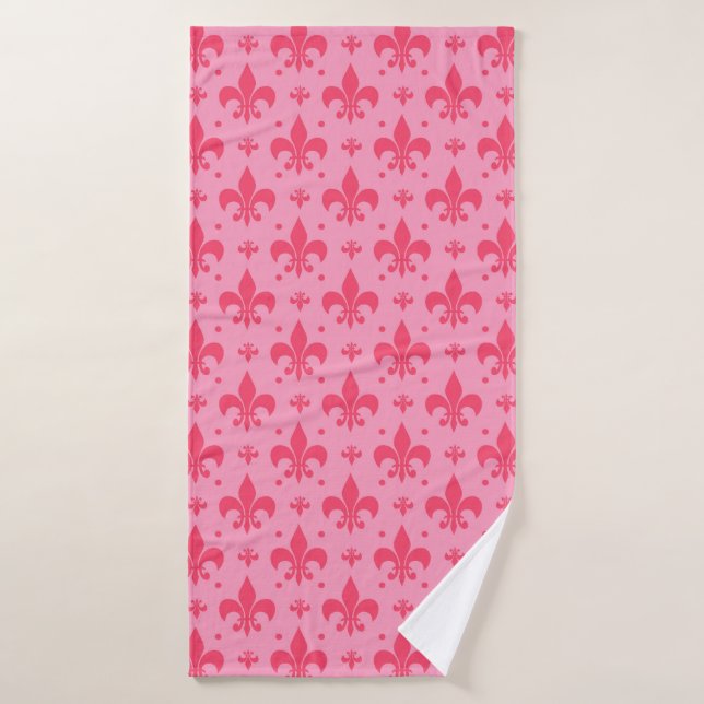 Pink Fleur-de-lis Pattern Design  Bath Towel (Bath Towel)