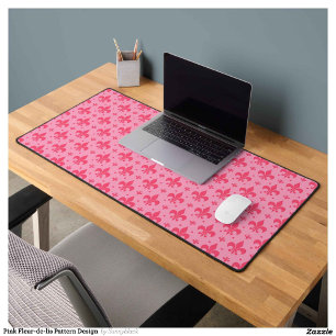 Pink Fleur-de-lis Pattern Design Desk Mat