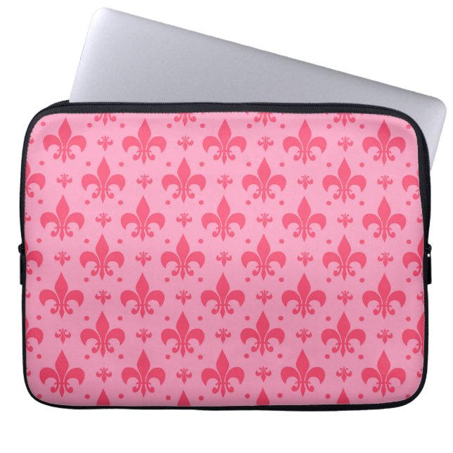 Pink Fleur-de-lis Pattern Design  Laptop Sleeve (Front)