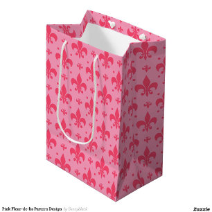 Pink Fleur-de-lis Pattern Design Medium Gift Bag