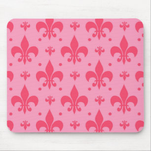 Pink Fleur-de-lis Pattern Design Mouse Pad
