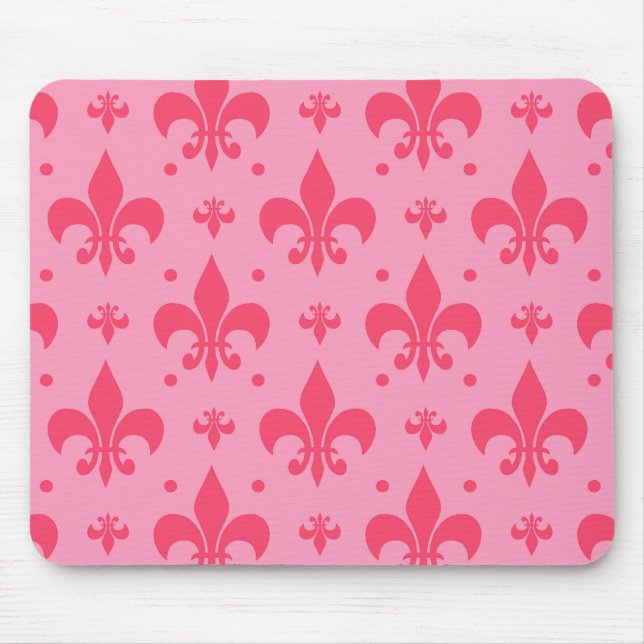 Pink Fleur-de-lis Pattern Design  Mouse Pad (Front)