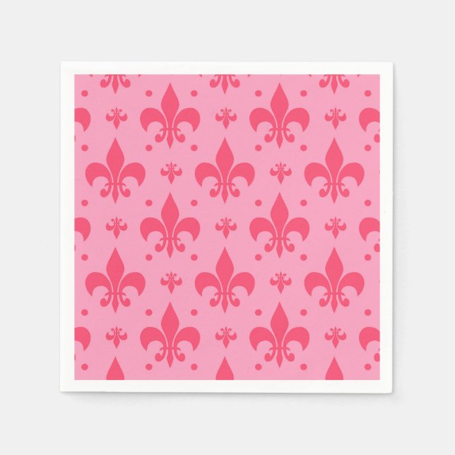 Pink Fleur-de-lis Pattern Design  Napkin (Front)