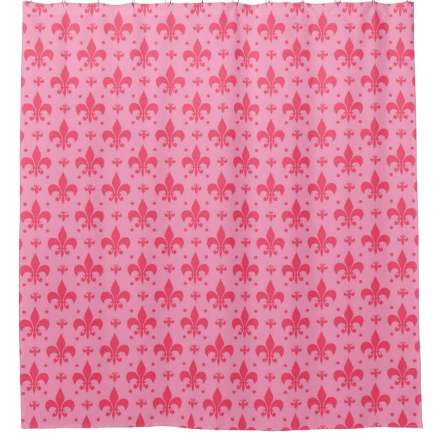 Pink Fleur-de-lis Pattern Design  Shower Curtain (Front)
