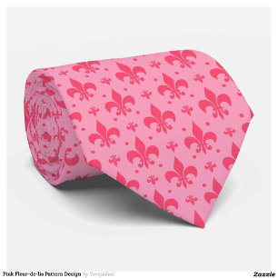Pink Fleur-de-lis Pattern Design Tie