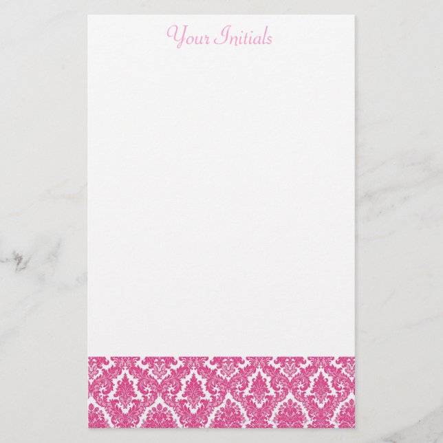 Pink Fleur De Lis Stationery (Front)