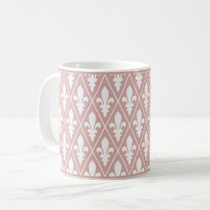 Pink Fleur-de-Lys Lattice Coffee Mug