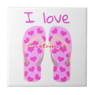 Pink Flip-Flops Thunder_Cove Ceramic Tile