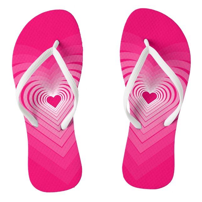Pink Flip Flops with Hearts (Footbed)