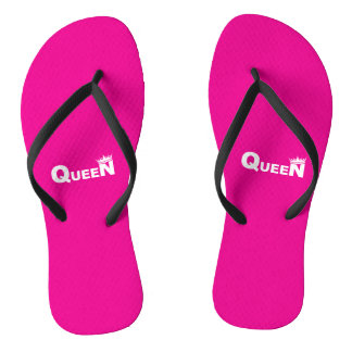 Pink flip-flops with 'Queen' – beach style Thongs